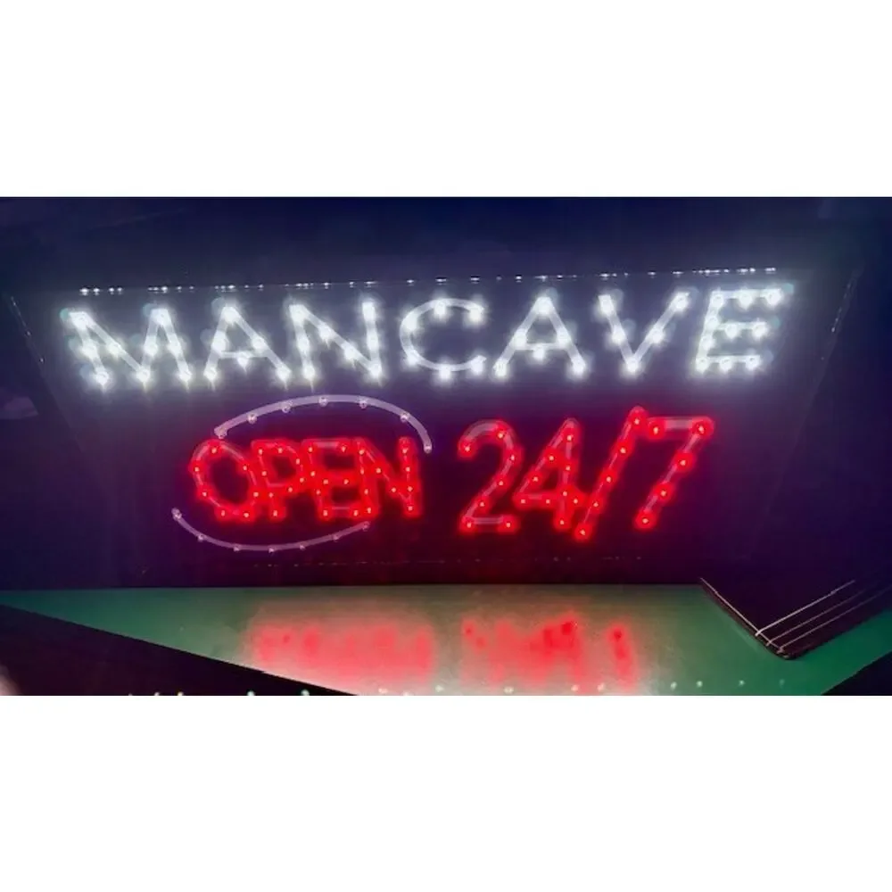 Man Cave Open 24/7 LED Lighted Sign 18.5